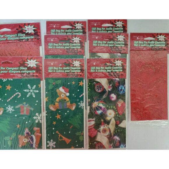 Vintage DVD/Cassette Christmas Gift Bags American Greetings Forget Me Not Lot 10 - Picture 2 of 6
